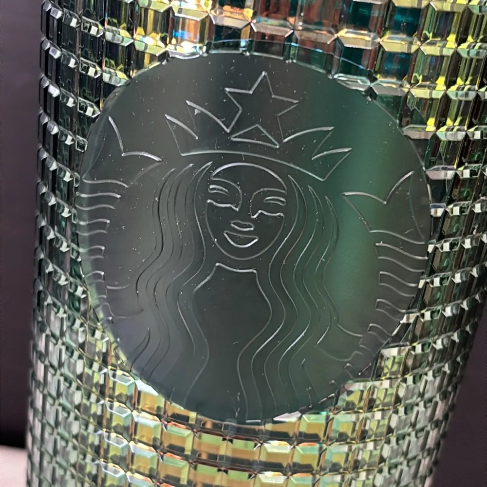 Starbucks 2022 Rainforest Green Iridescent Grid Venti 24 oz. Cold Cup Tumbler